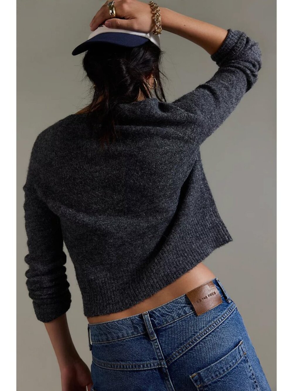 🆕 FREE PEOPLE School Girl SoftSpun Cardi / Charcoal Heather - Picture 3 of 13